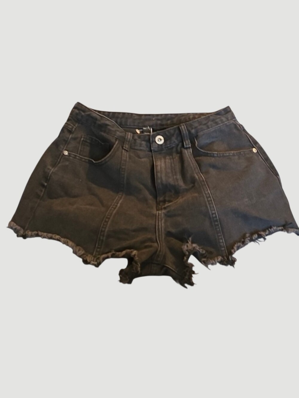 Cider Shorts Women's Size Medium Black Frayed-hem Raw Cut Denim Jean Short